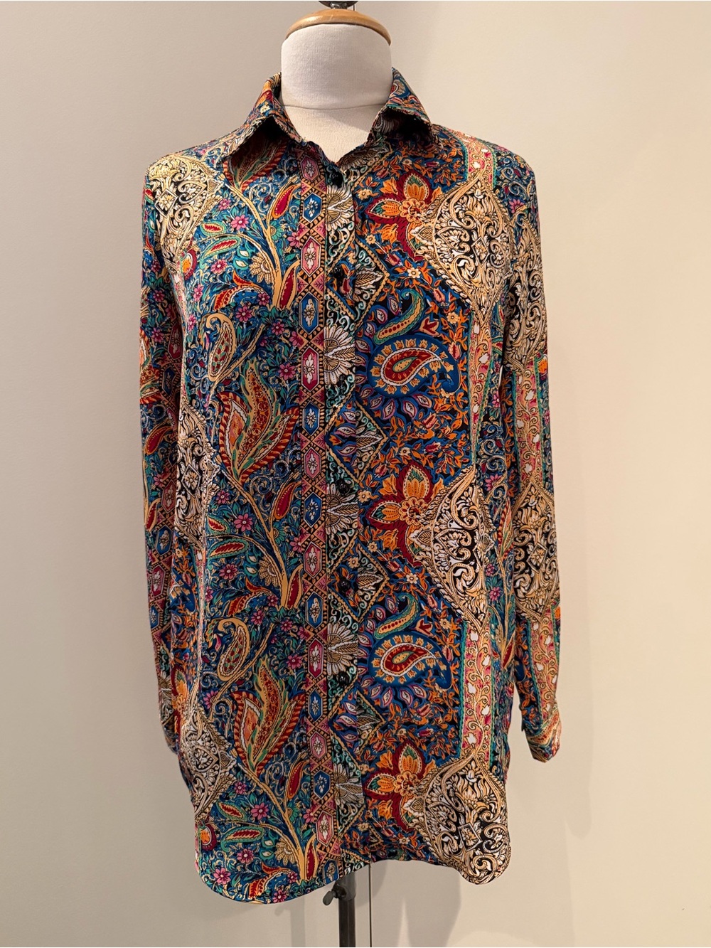 SHEIN Oversized Multicolor Paisley Button-Down Shirt